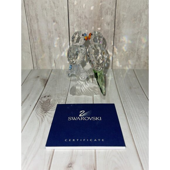 Swarovski Crystal Budgies on Branch 680627 w/box RETIRED